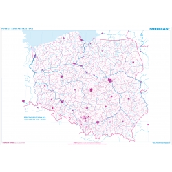 Mapa konturowa Polski - mapa ścienna